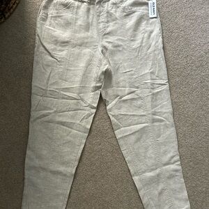 Old Navy Tan Linen Straight Leg Pants Relaxed Fit